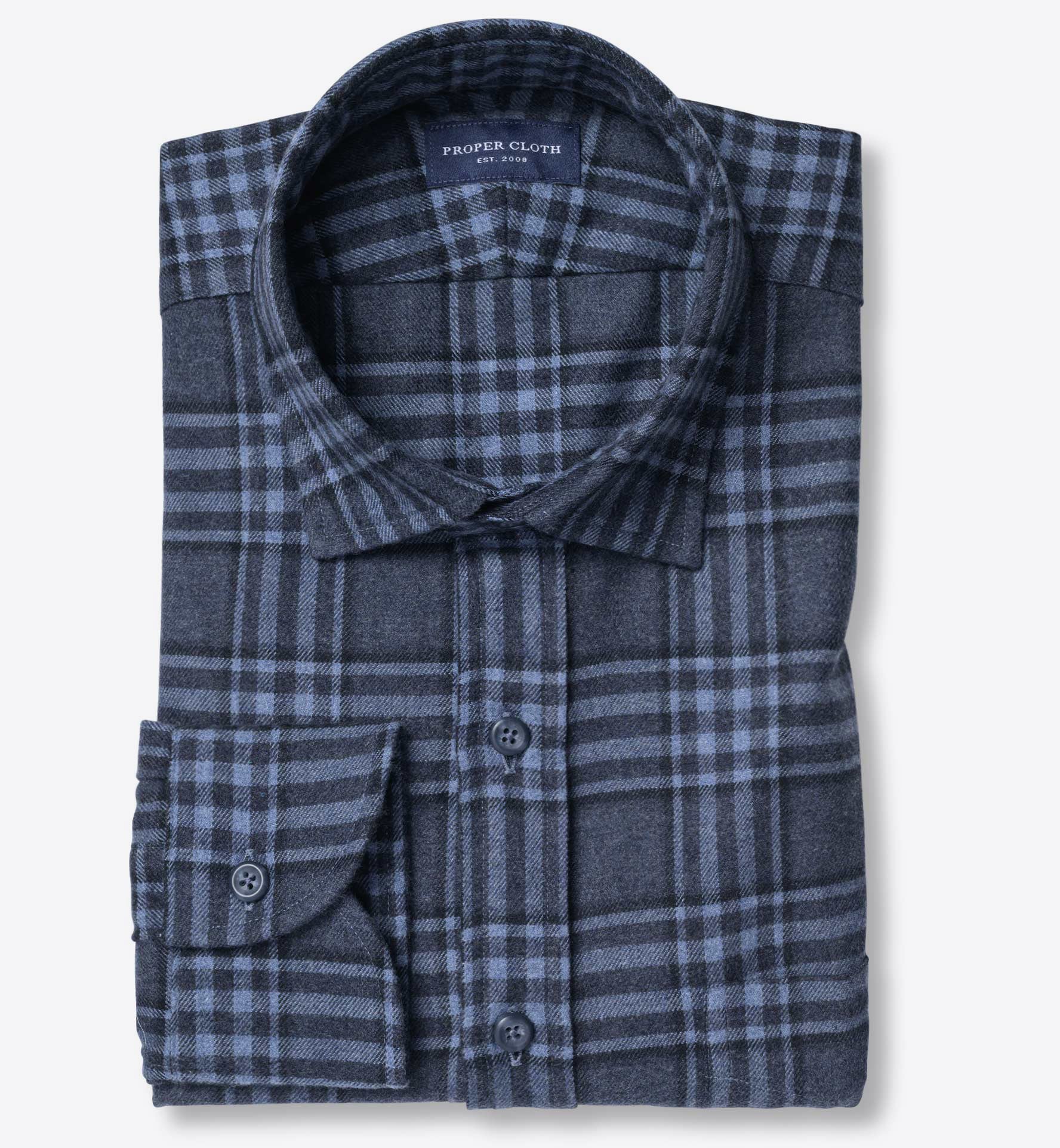 Canclini Slate Plaid Beacon Flannel Shirt by Proper Cloth