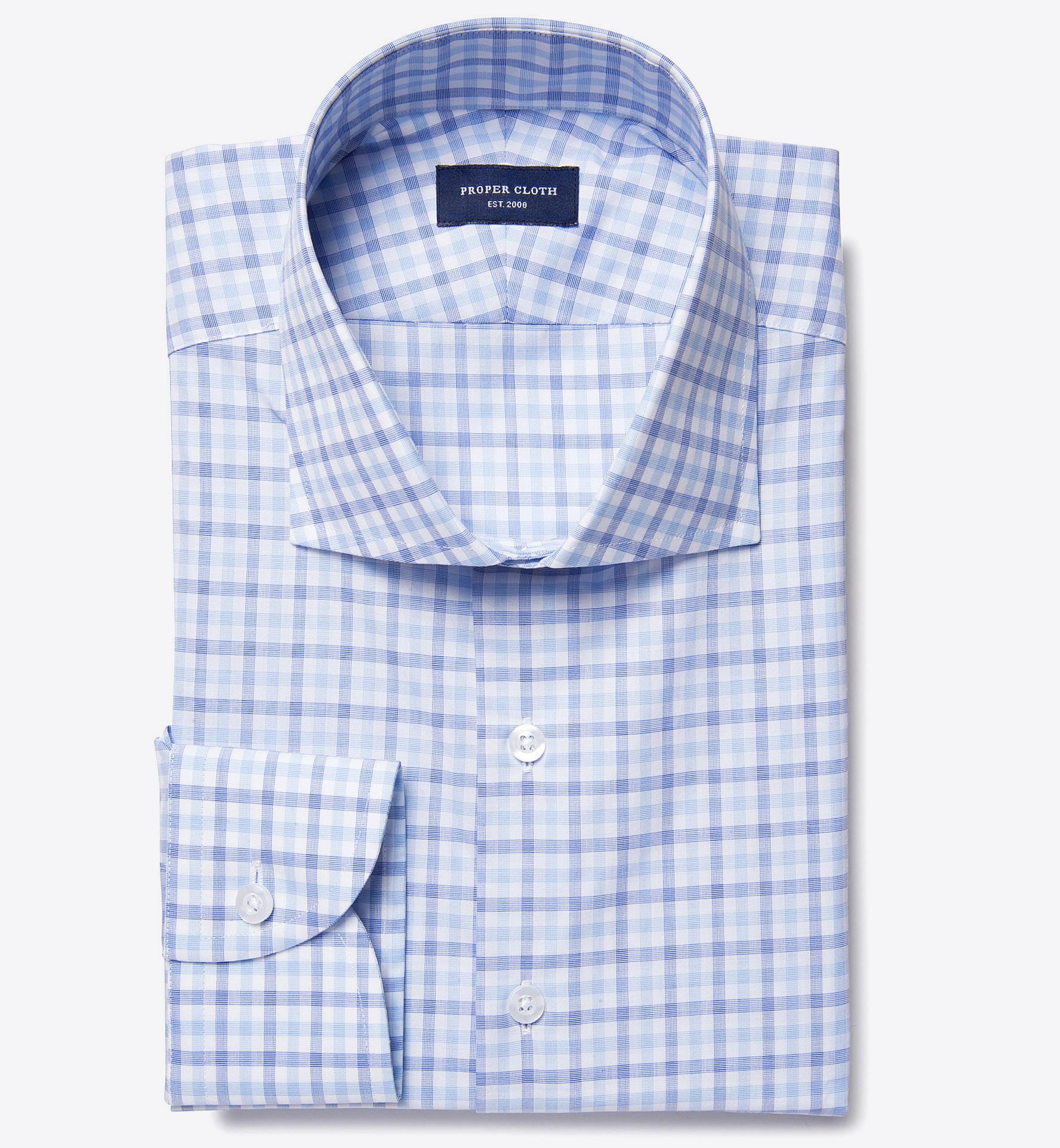 Thomas Mason Blue End-on-End Check Tailor Made Shirt by Proper Cloth