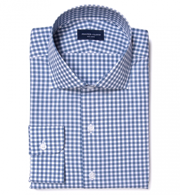 Lorimer Slate Blue Check Fitted Shirt Shirt by Proper Cloth