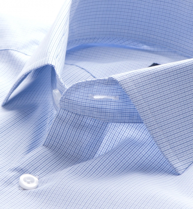 Easy-Care Blue Tattersall Dress Shirt