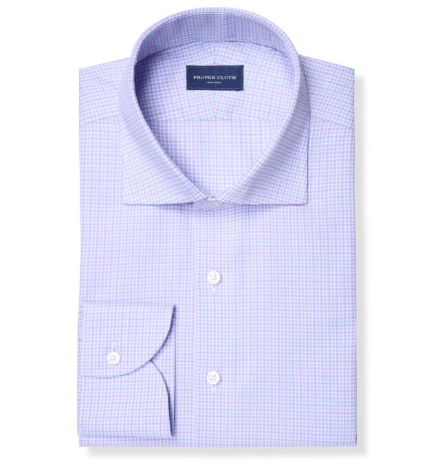 Non-Iron Supima Lavender and Blue Multi Gingham Custom Made Shirt Shirt ...