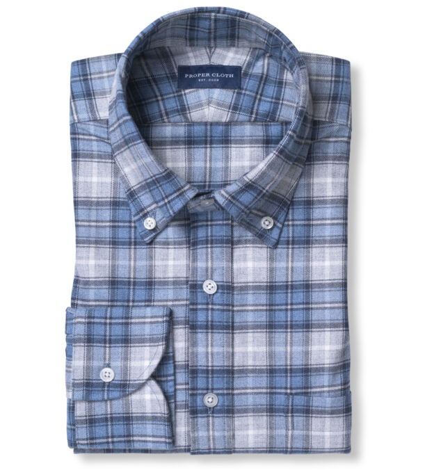 Proper Cloth Teton Faded Blue and Grey Plaid Flannel