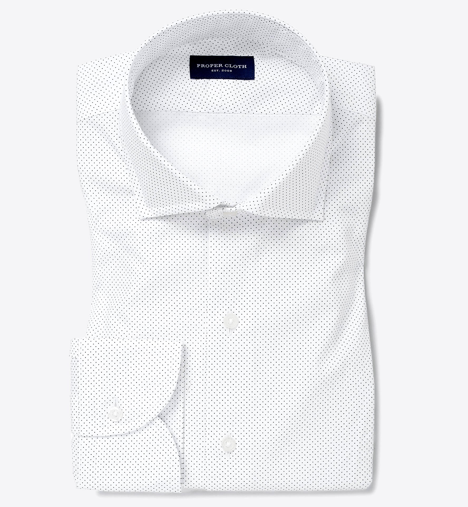 White and Navy Pindot Print Tailor Made Shirt by Proper Cloth