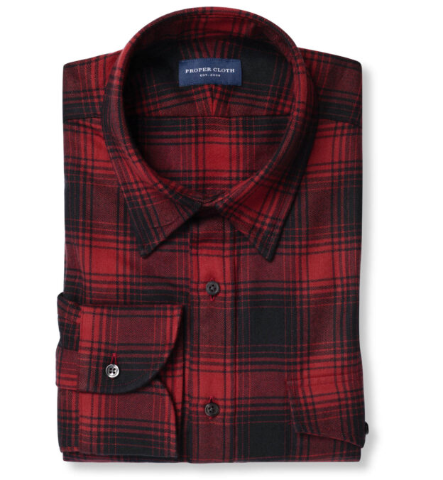 Canclini Scarlet and Black Ombre Plaid Beacon Flannel