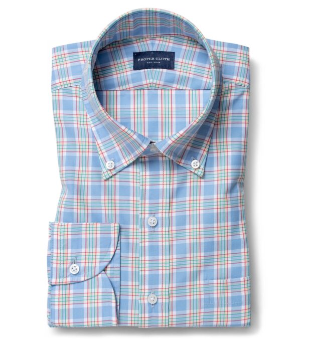 Sorrento Light Blue Yellow and Red Large Check Men's Dress Shirt by ...
