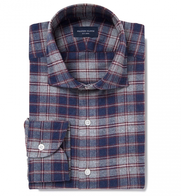 Whistler Navy Grey and Crimson Plaid Flannel Custom Made Shirt Shirt by ...