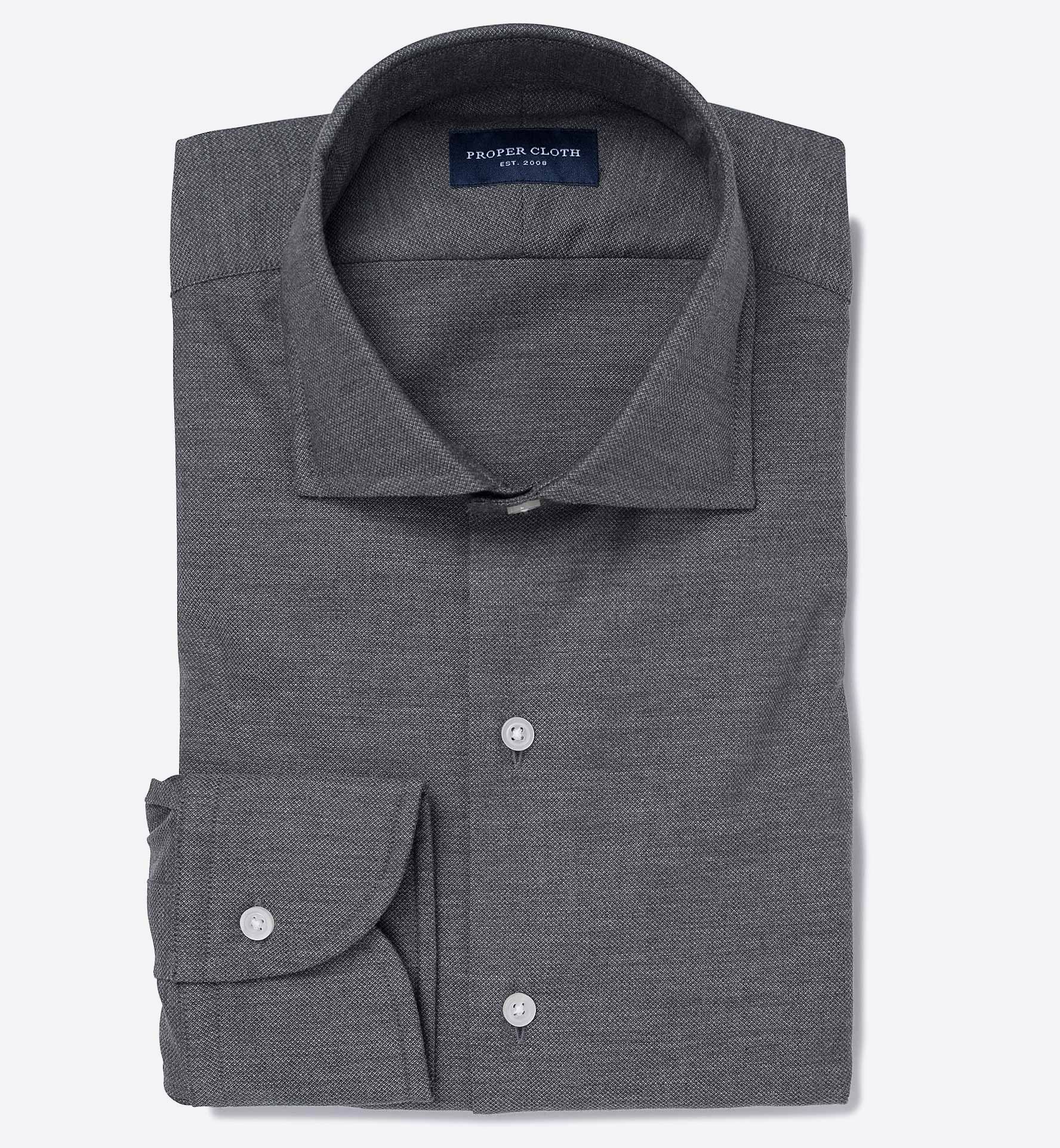Charcoal Melange Pique Fitted Shirt by Proper Cloth