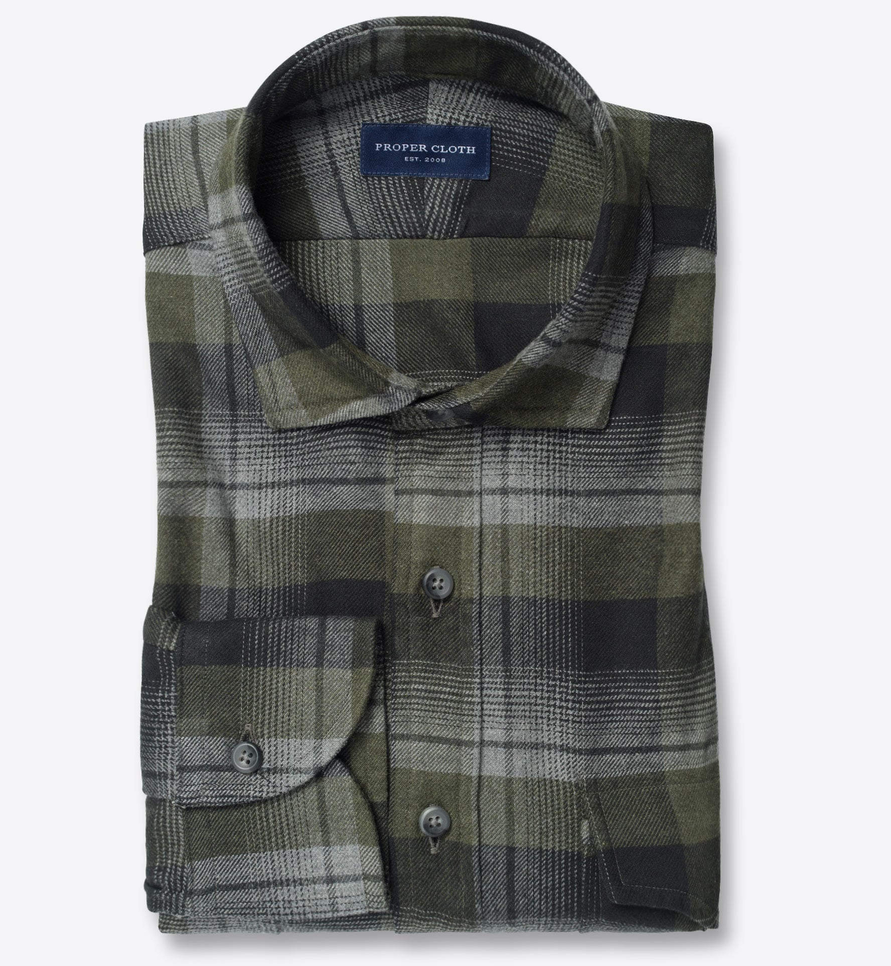 Teton Pine and Grey Shadow Plaid Flannel Men's Custom Shirt