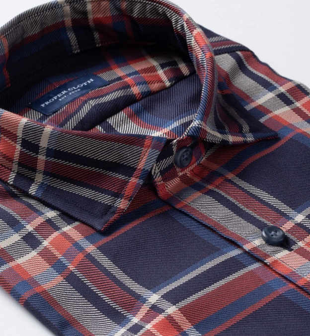 Washed Navy and Red Vintage Plaid Tailor Made Shirt by Proper Cloth