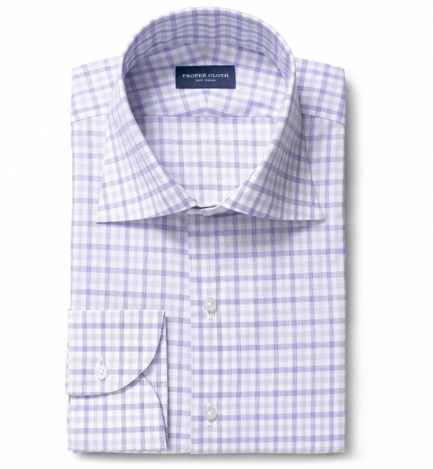 Thomas Mason Lavender and Grey End-on-End Check Custom Dress Shirt ...