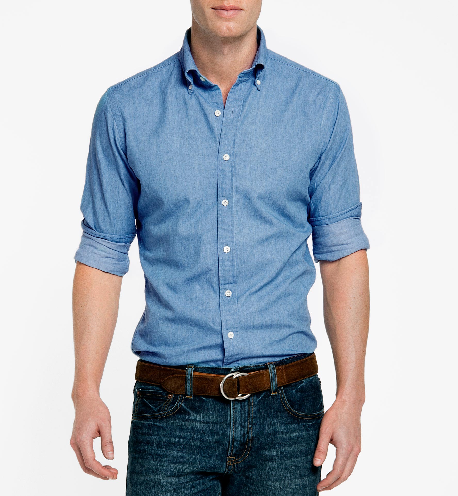 Light Wash Denim Tailor Made Shirt by Proper Cloth