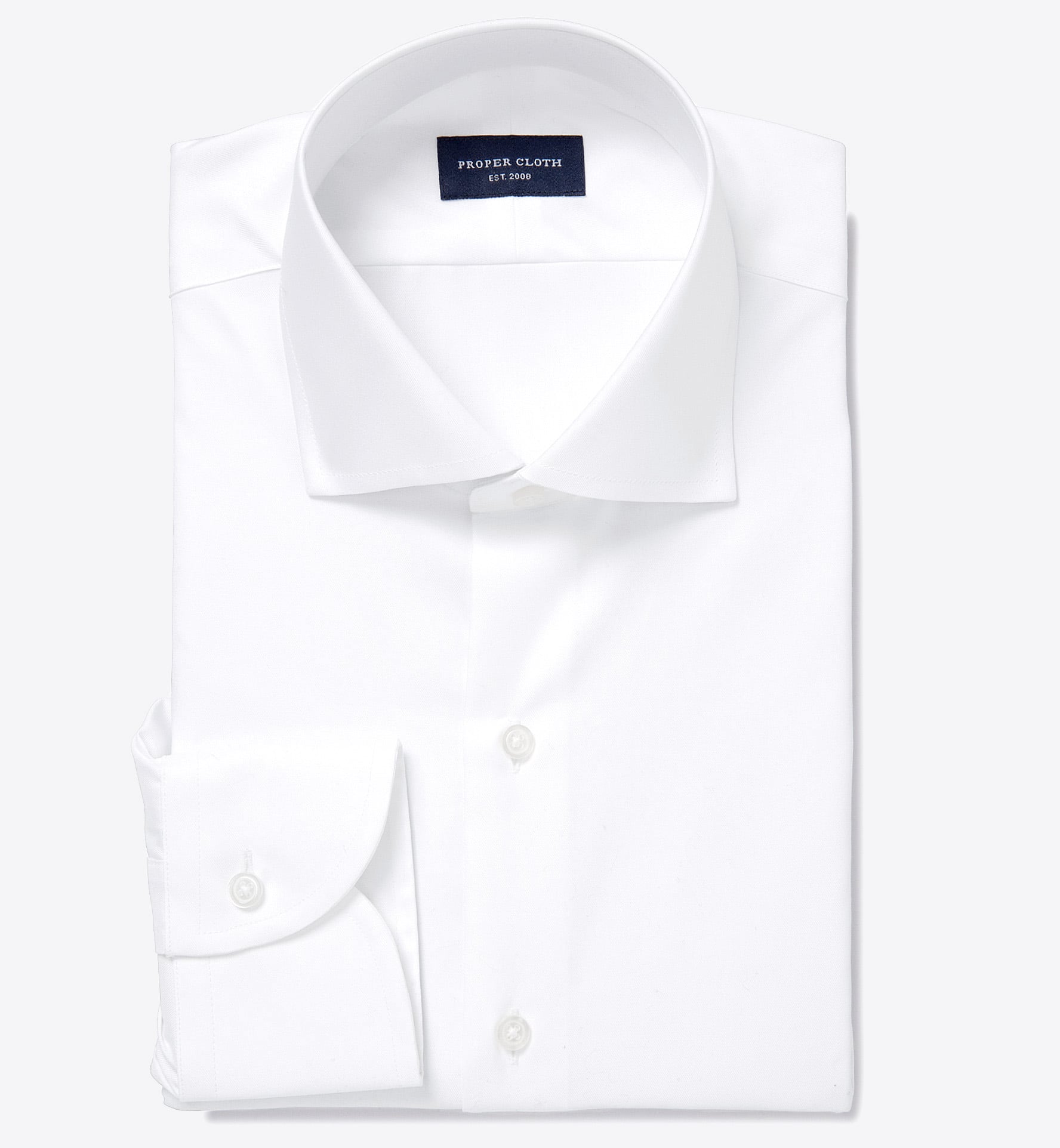 Thomas Mason White 3-Ply Regal Twill Fitted Dress Shirt Shirt by