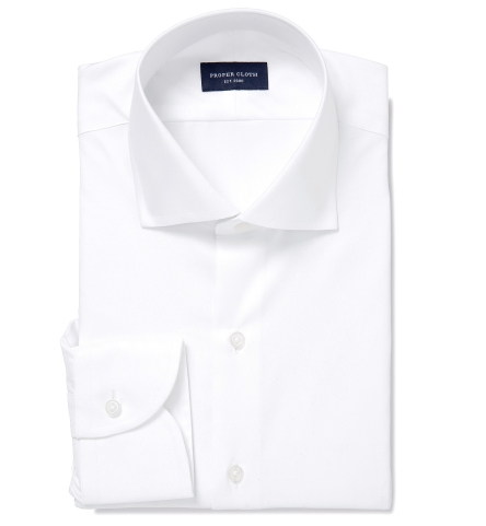 Thomas Mason White 3-Ply Regal Twill Fitted Dress Shirt by Proper Cloth