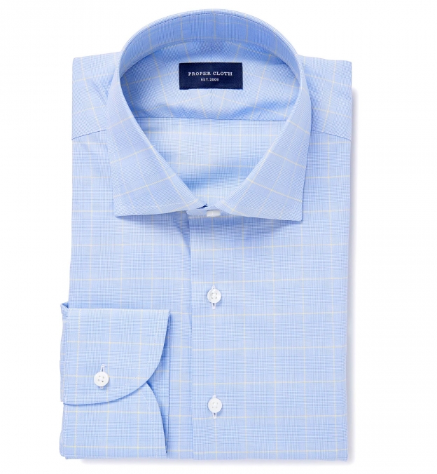 Thomas Mason Blue and Yellow Prince of Wales Check Custom Made Shirt ...