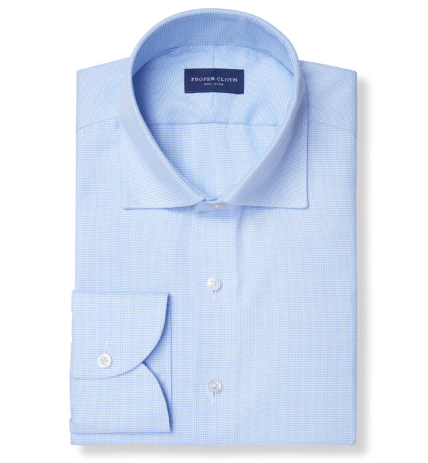Proper Cloth Mayfair Wrinkle-Resistant Light Blue Houndstooth