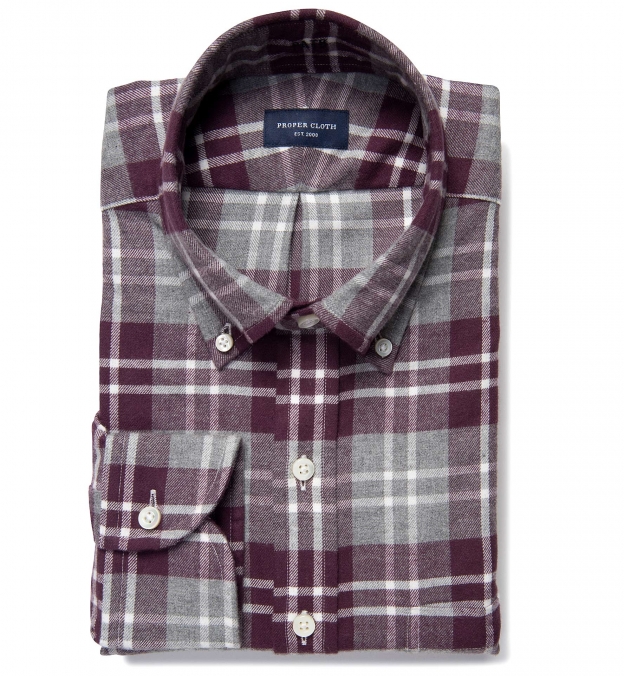 Scarlet and Cinder Large Plaid Flannel Fitted Dress Shirt 