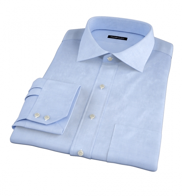 Sky Blue Wrinkle-Resistant Cavalry Twill Shirts by Proper Cloth
