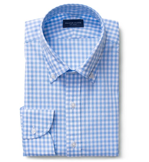 Light Blue Medium Gingham Fitted Shirt Shirt by Proper Cloth