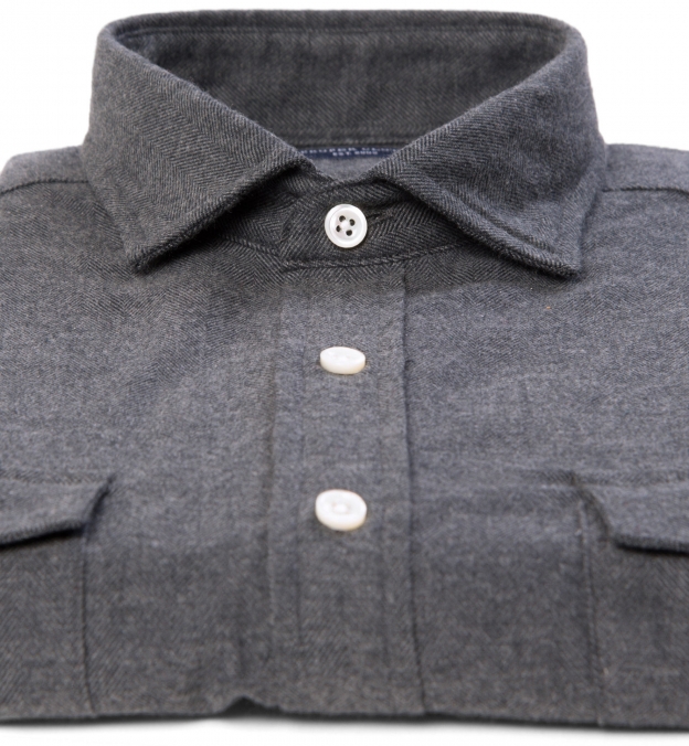 Canclini Charcoal Herringbone Beacon Flannel Custom Made Shirt by ...