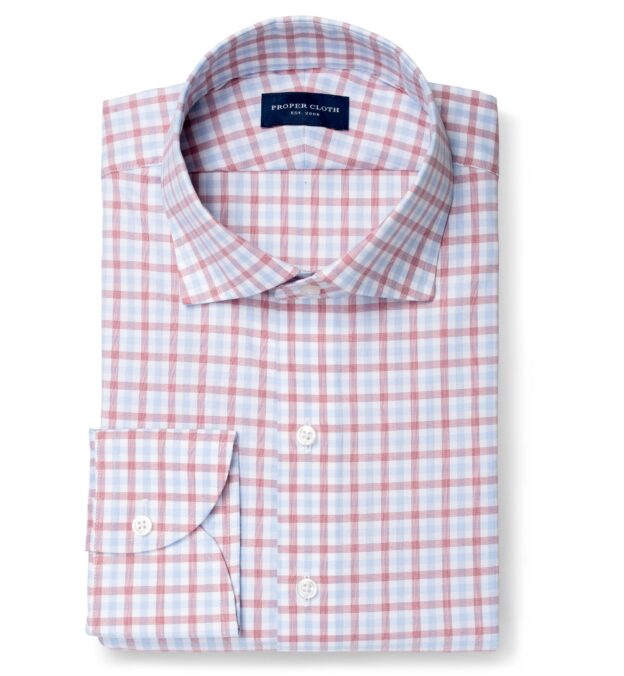 Cooper Red and Blue Check Stretch Twill Shirt by Proper Cloth