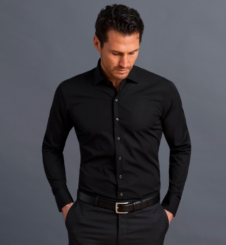 Miles 120s Black Broadcloth Tailor Made Shirt by Proper Cloth