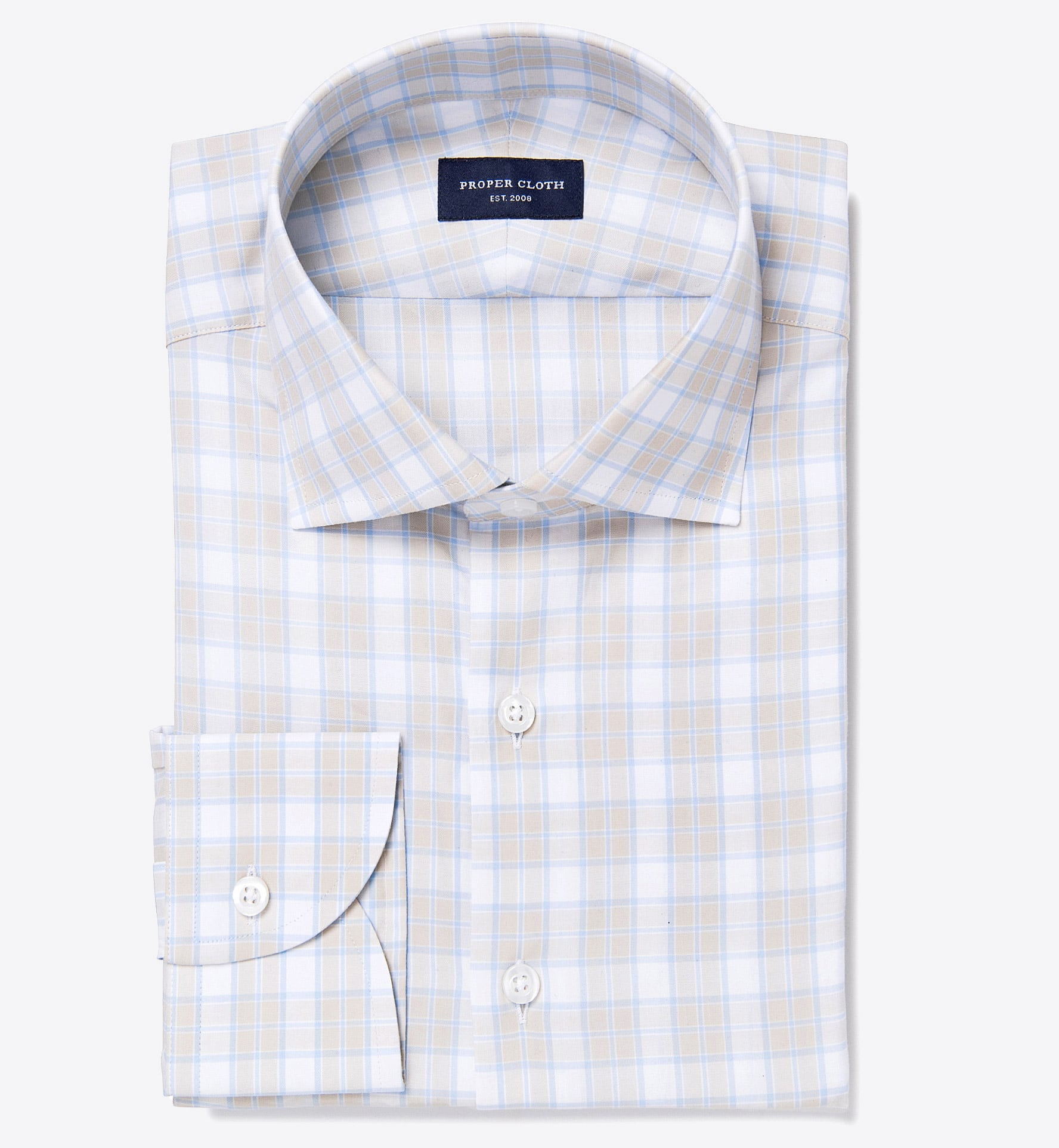 Sorrento 120s Beige Check Custom Made Shirt by Proper Cloth