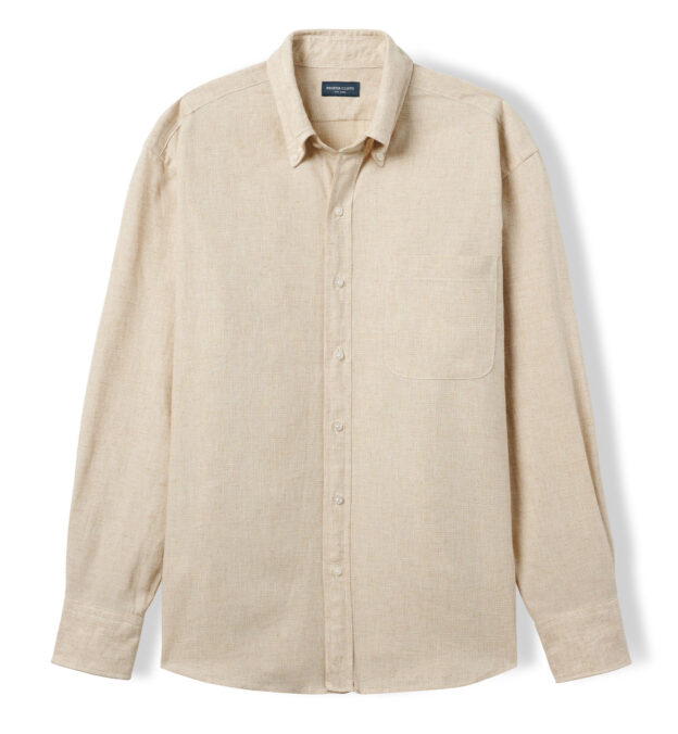 Liguria Beige Tencel and Linen Blend Shirt by Proper Cloth