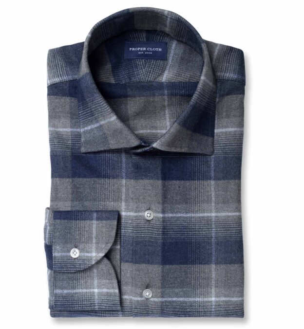 Navy Shadow Plaid Flannel by Proper Cloth