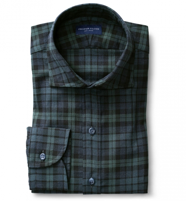 Portuguese Green and Slate Plaid Fitted Shirt Shirt by Proper Cloth