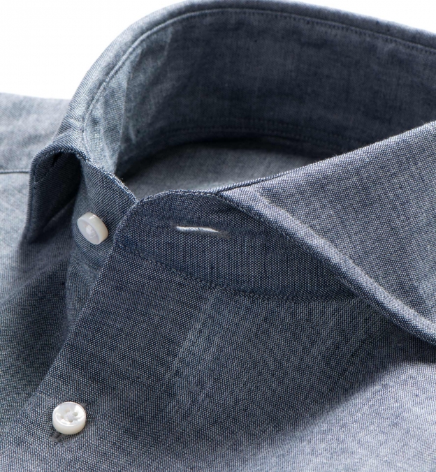 Japanese Dark Indigo Chambray Dress Shirt By Proper Cloth 1199