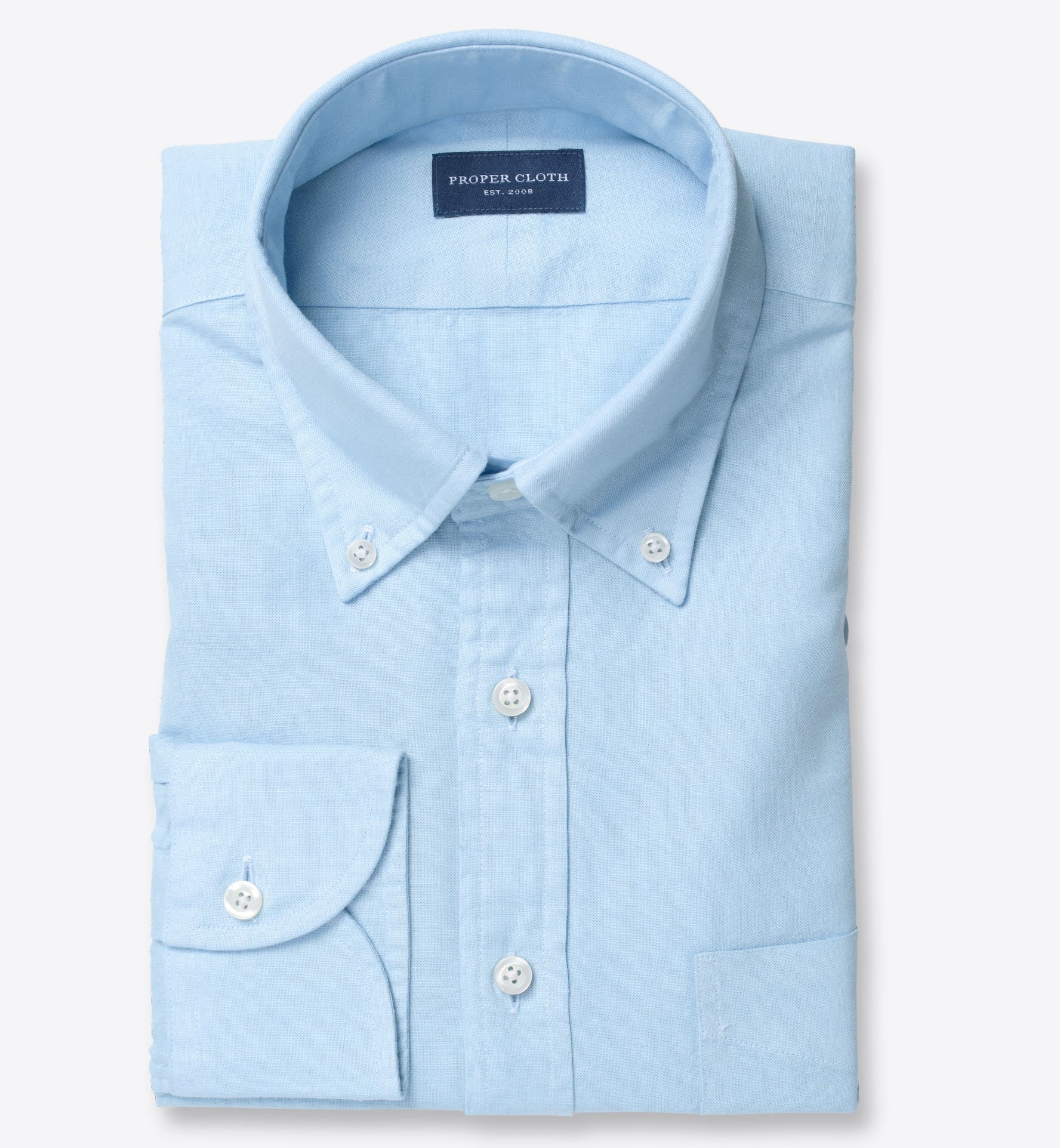 Sky Blue Garment Dyed Cotton Linen Oxford by Proper Cloth
