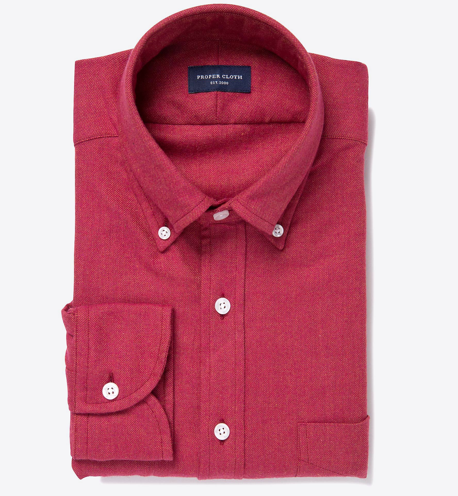 Canclini Red Oxford Beacon Flannel Men's Dress Shirt by Proper Cloth
