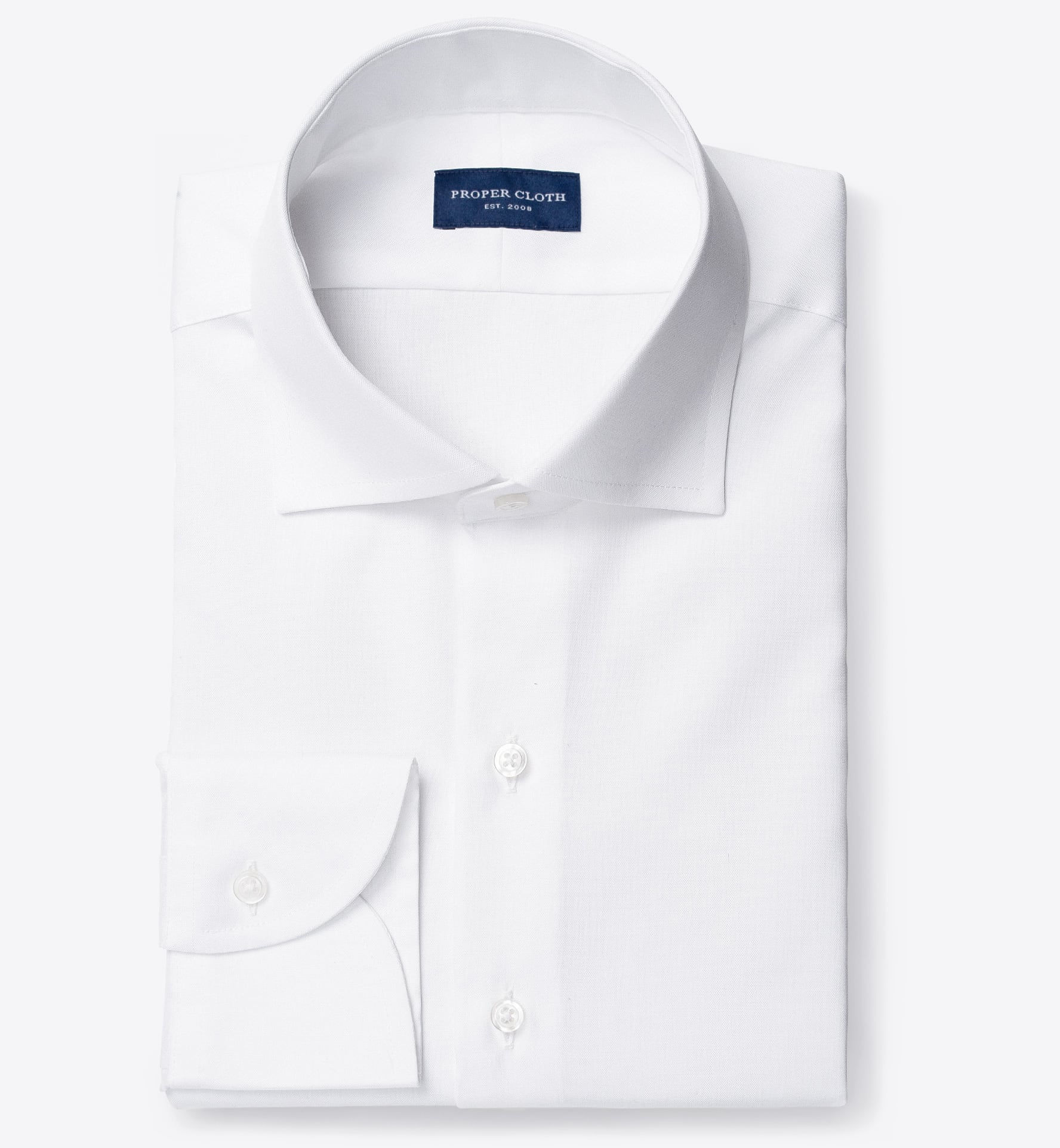 Mayfair Wrinkle-Resistant White Pinpoint Fitted Dress Shirt by Proper Cloth