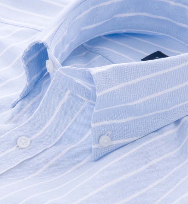 American Pima Blue Striped Heavy Oxford Fitted Dress Shirt by Proper Cloth