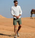 Portuguese Tonal Green Wide Stripe Cotton Linen Oxford Shirt Thumbnail 3