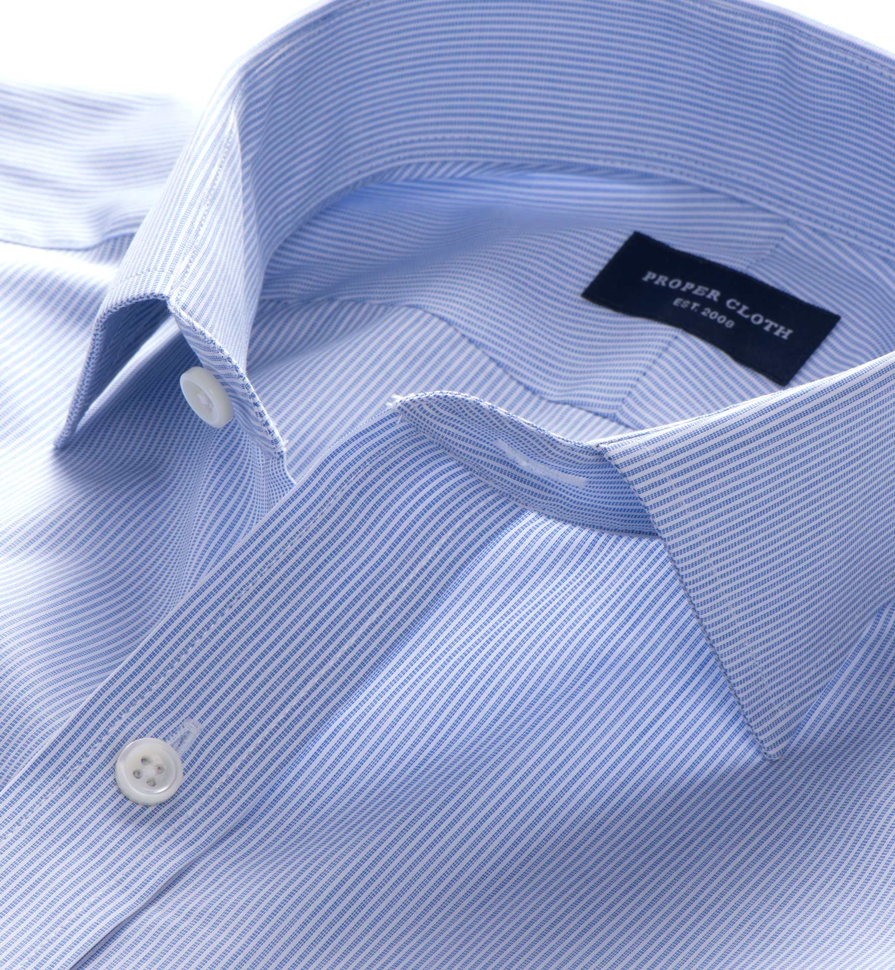 Thomas Mason Blue End-on-End Stripe Custom Made Shirt by Proper Cloth