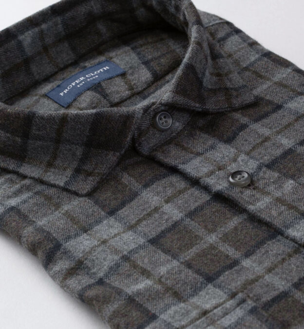 Canclini Grey and Moss Plaid Beacon Flannel by Proper Cloth