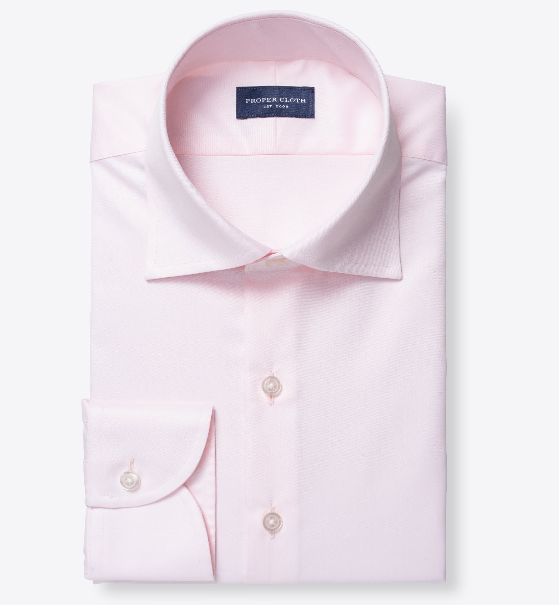 The Roma Spread Collar Twill Dress Shirt in Light Pink The Roma Spread Collar Twill Dress Shirt in Light Pink