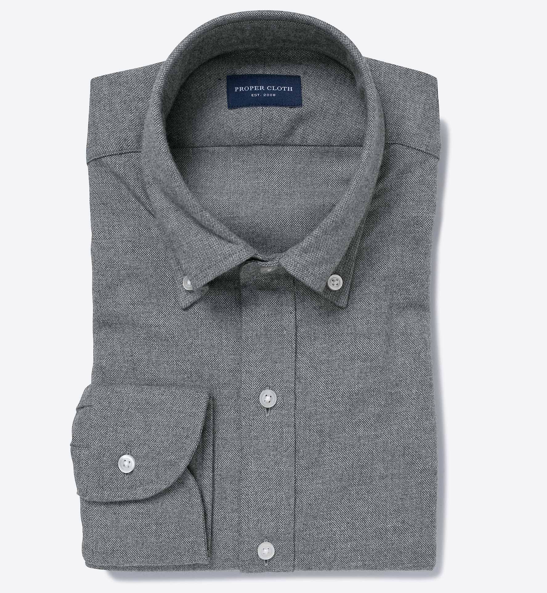 Whitney Grey Oxford Flannel Fitted Shirt by Proper Cloth