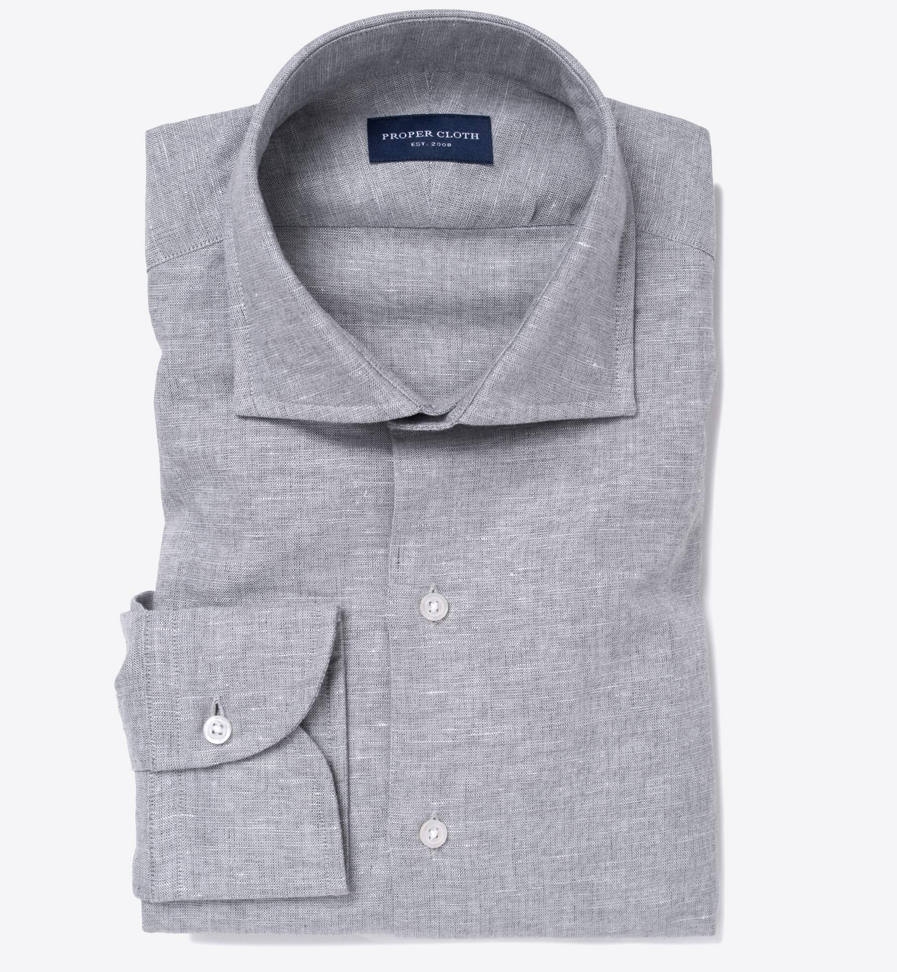 Grey Melange Cotton Linen Blend Custom Dress Shirt by Proper Cloth