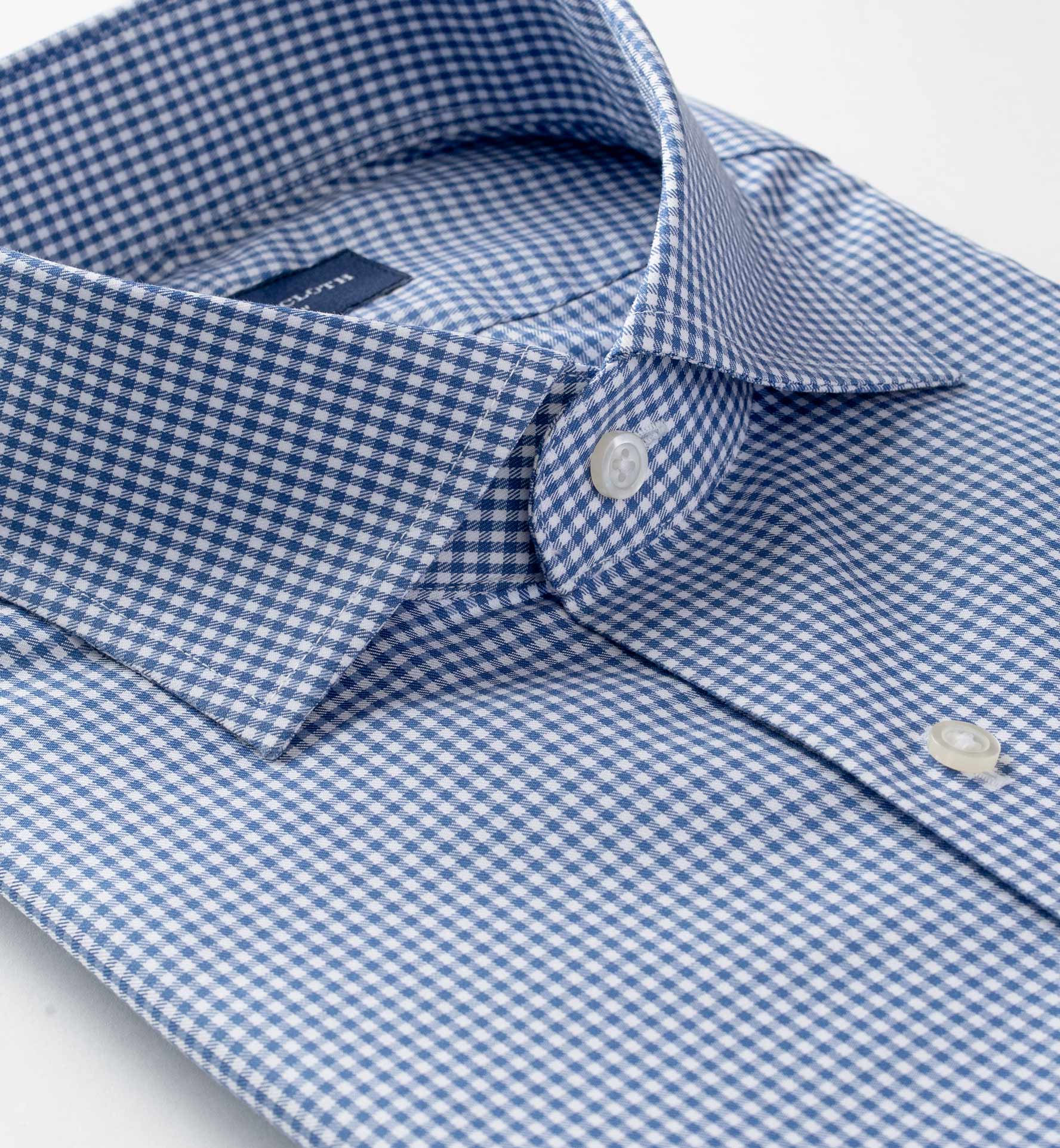 Thomas Mason Non-Iron Navy Gingham Fitted Shirt by Proper Cloth