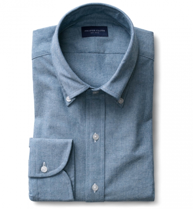 Blue Indigo Chambray Fitted Shirt Shirt by Proper Cloth
