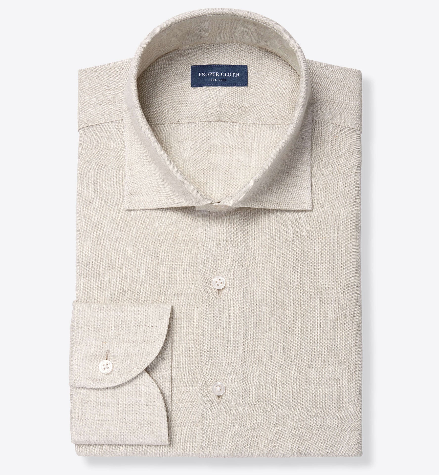 Proper Cloth Men's Baird McNutt Natural Beige Irish Linen Dress Shirt - Brown, Size: 21, Big, Tall, 100% Linen