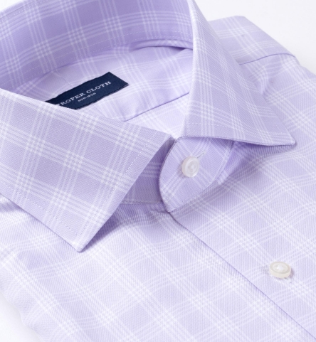 Non-Iron Supima Lilac End-on-End Check Fitted Shirt by Proper Cloth