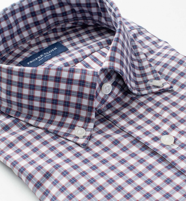 Lorimer Navy White and Red Small Plaid by Proper Cloth