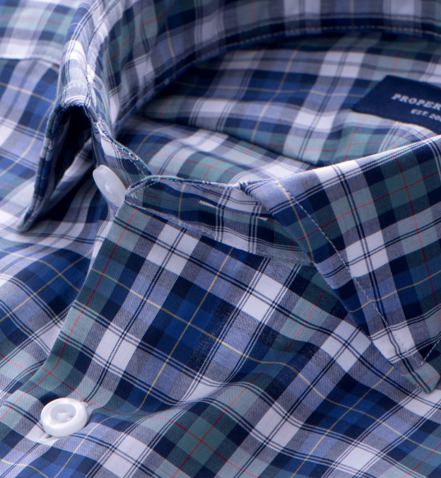 Vincent Sage and Blue Plaid Fitted Dress Shirt by Proper Cloth