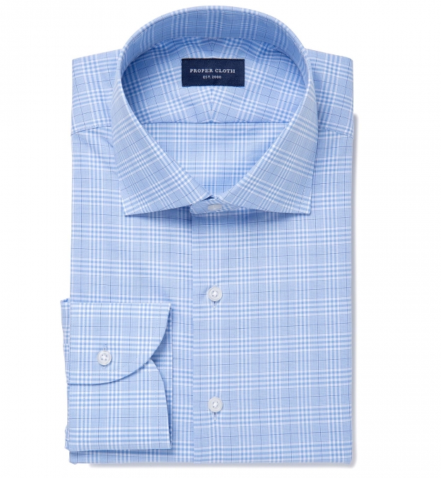 Alden 120s Blue Prince of Wales Check Dress Shirt Shirt by Proper Cloth
