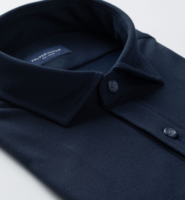 Japanese Navy Performance Knit Pique by Proper Cloth