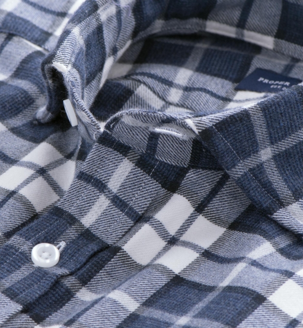 Canclini Slate Plaid Beacon Flannel Dress Shirt by Proper Cloth