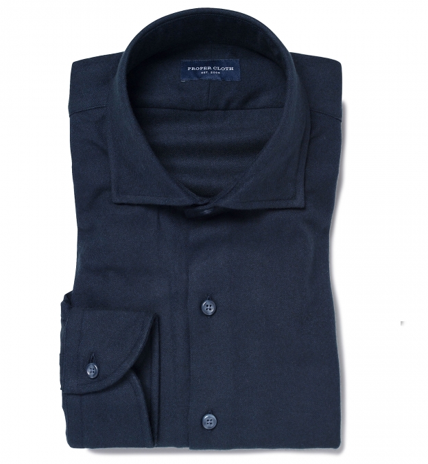 Canclini Midnight Herringbone Beacon Flannel Dress Shirt by Proper Cloth